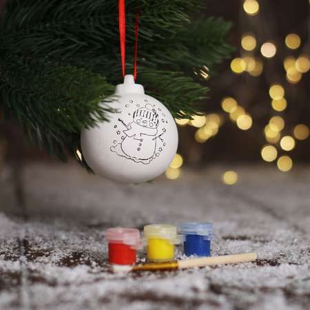 Новогодний шар под раскраску Школа Талантов Снеговик в шапочке с подвесом