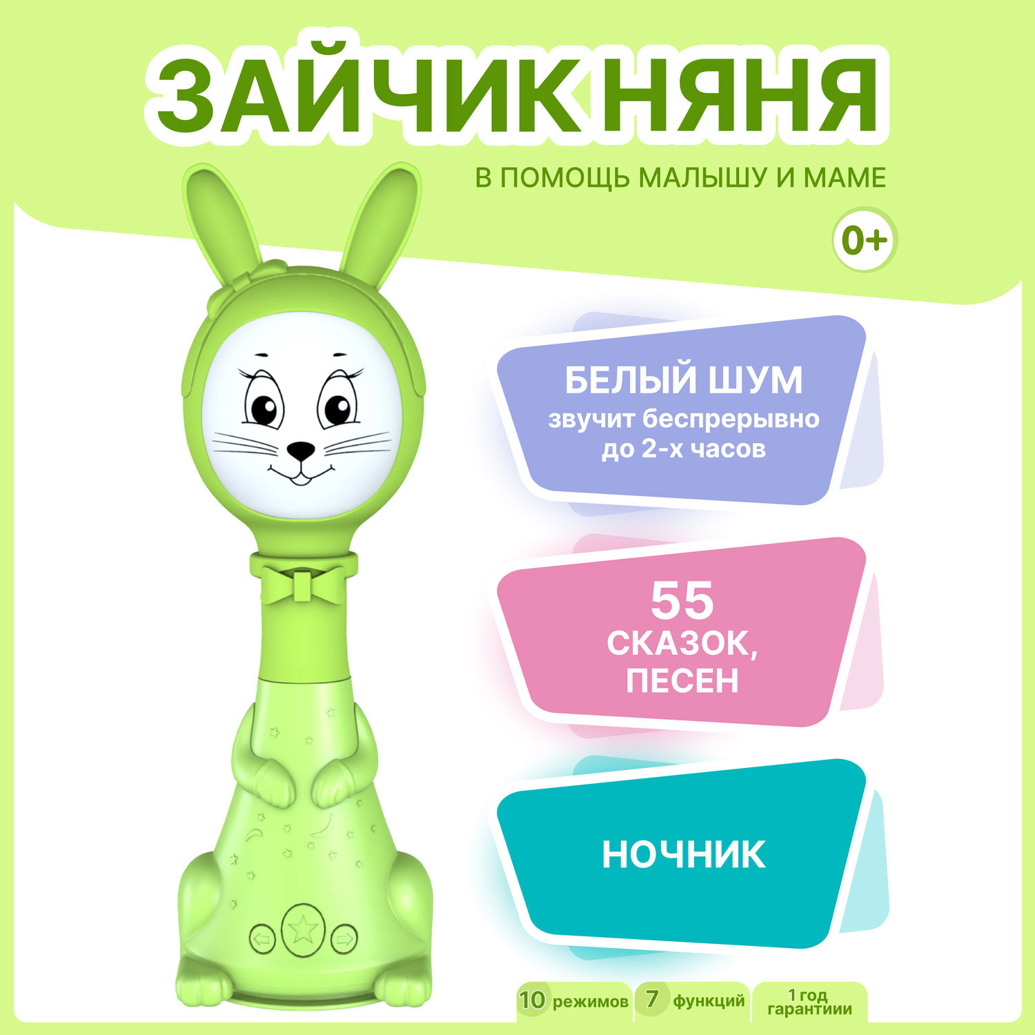 Игрушка интерактивная BertToys Зайчик Няня 10 режимов купить по цене 1500 ₽  в интернет-магазине Детский мир