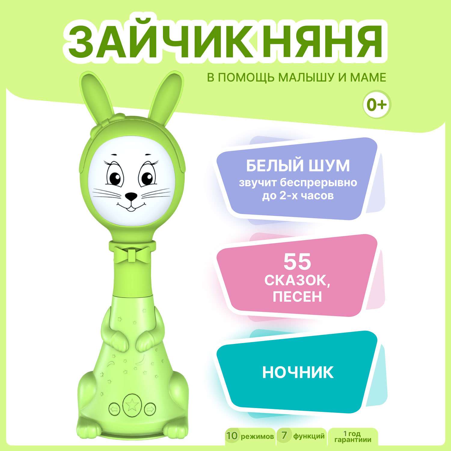 Игрушка интерактивная BertToys Зайчик Няня 10 режимов - фото 1