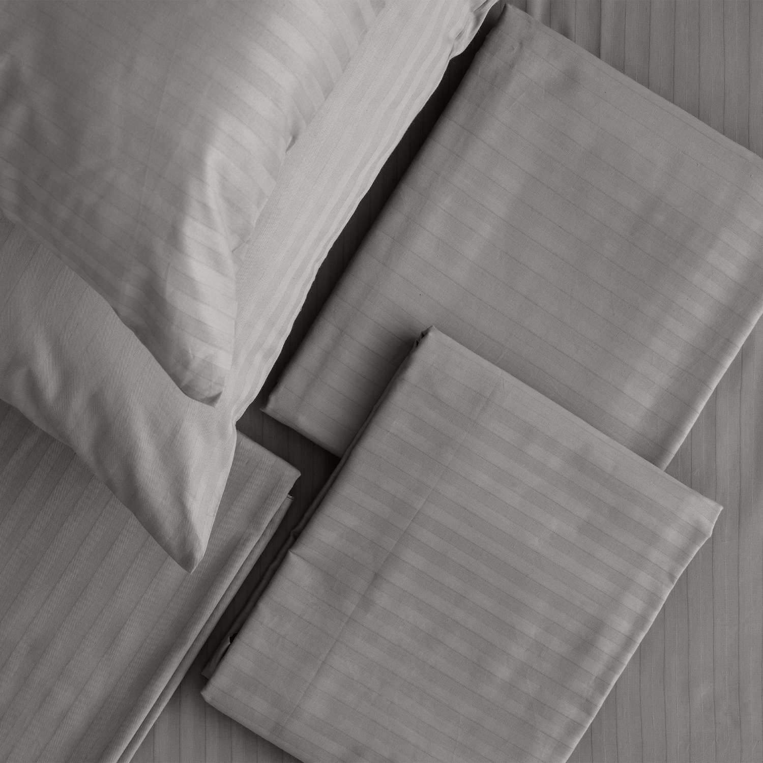 Комплект постельного белья LOVEME Gray Евро 4 наволочки страйп-сатин 100% хлопок - фото 12