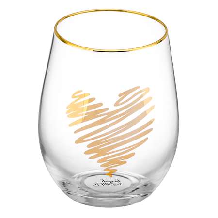 Стакан Elan Gallery 540 мл Crystal glass с золотым рисунком Сердце с золотой каймой