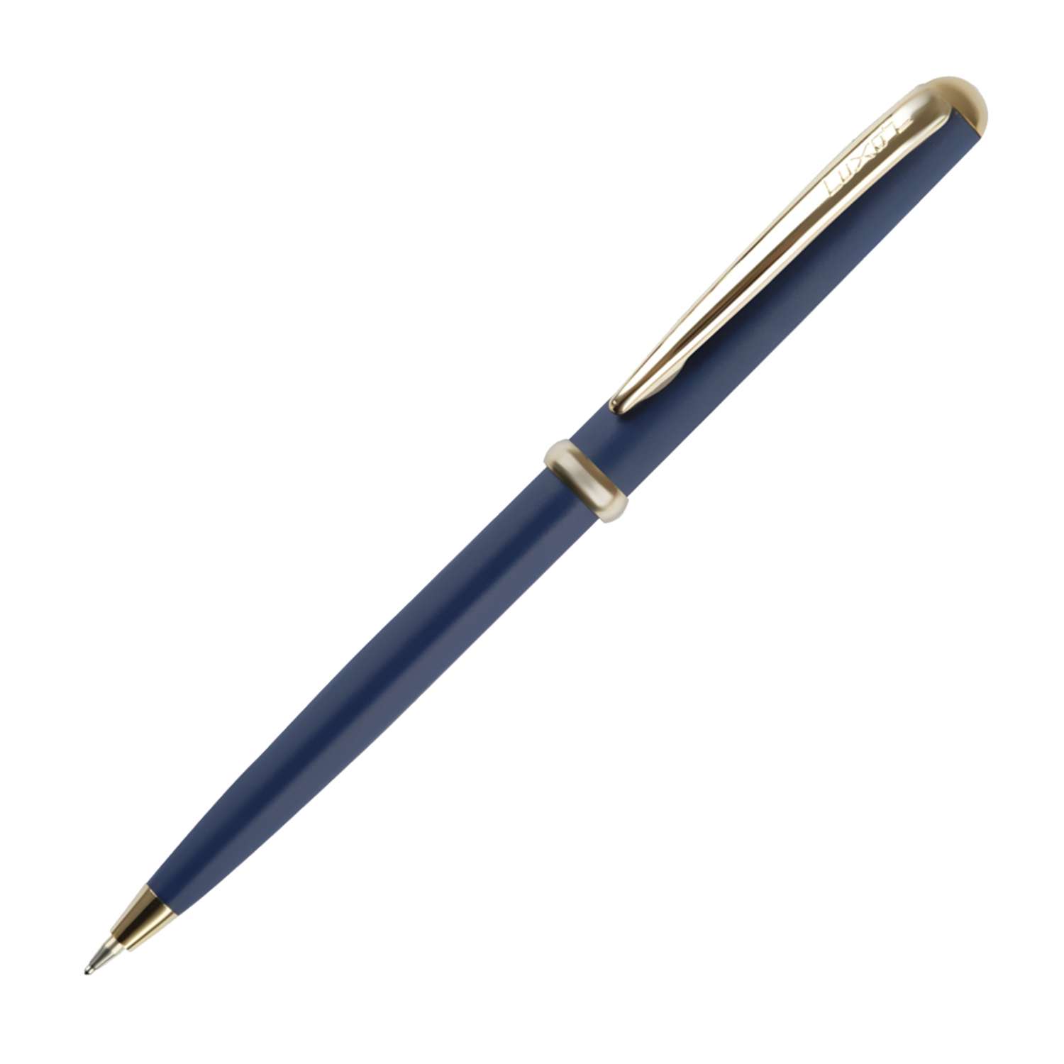 Ручка шариковая LUXOR Venus синяя корпус синий золото кнопочный механизм футляр - фото 1