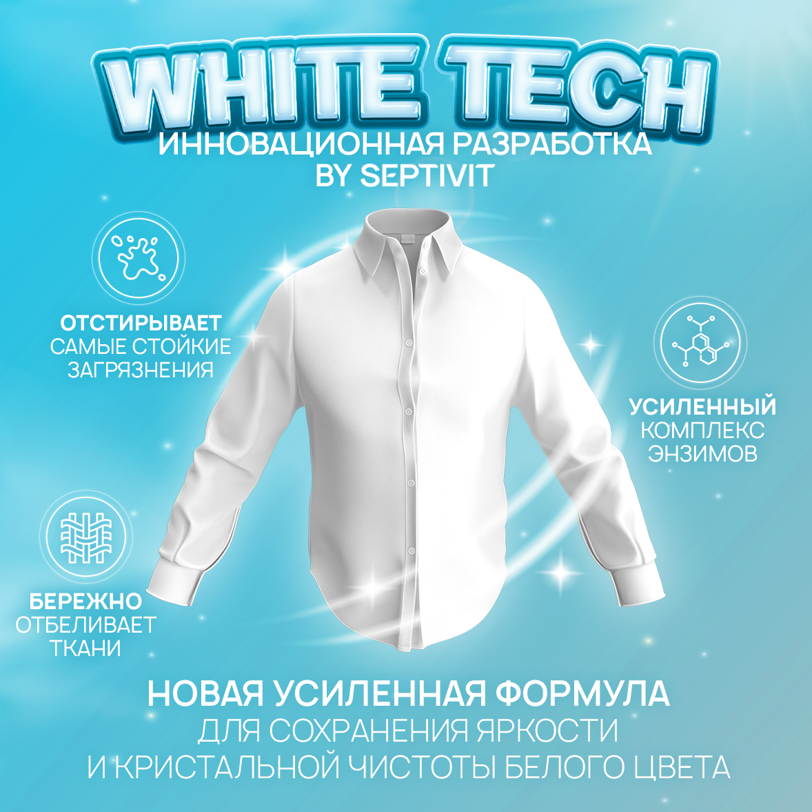 Гель для стирки SEPTIVIT Premium для Сильнозагрязненных белых вещей Extra Clean 1л - фото 2