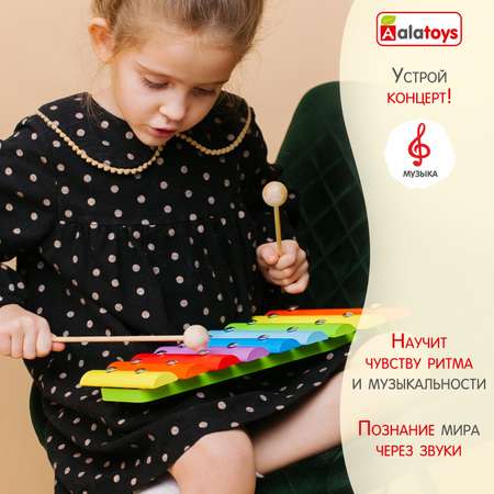 Ксилофон цветные ступеньки Alatoys 9 планок