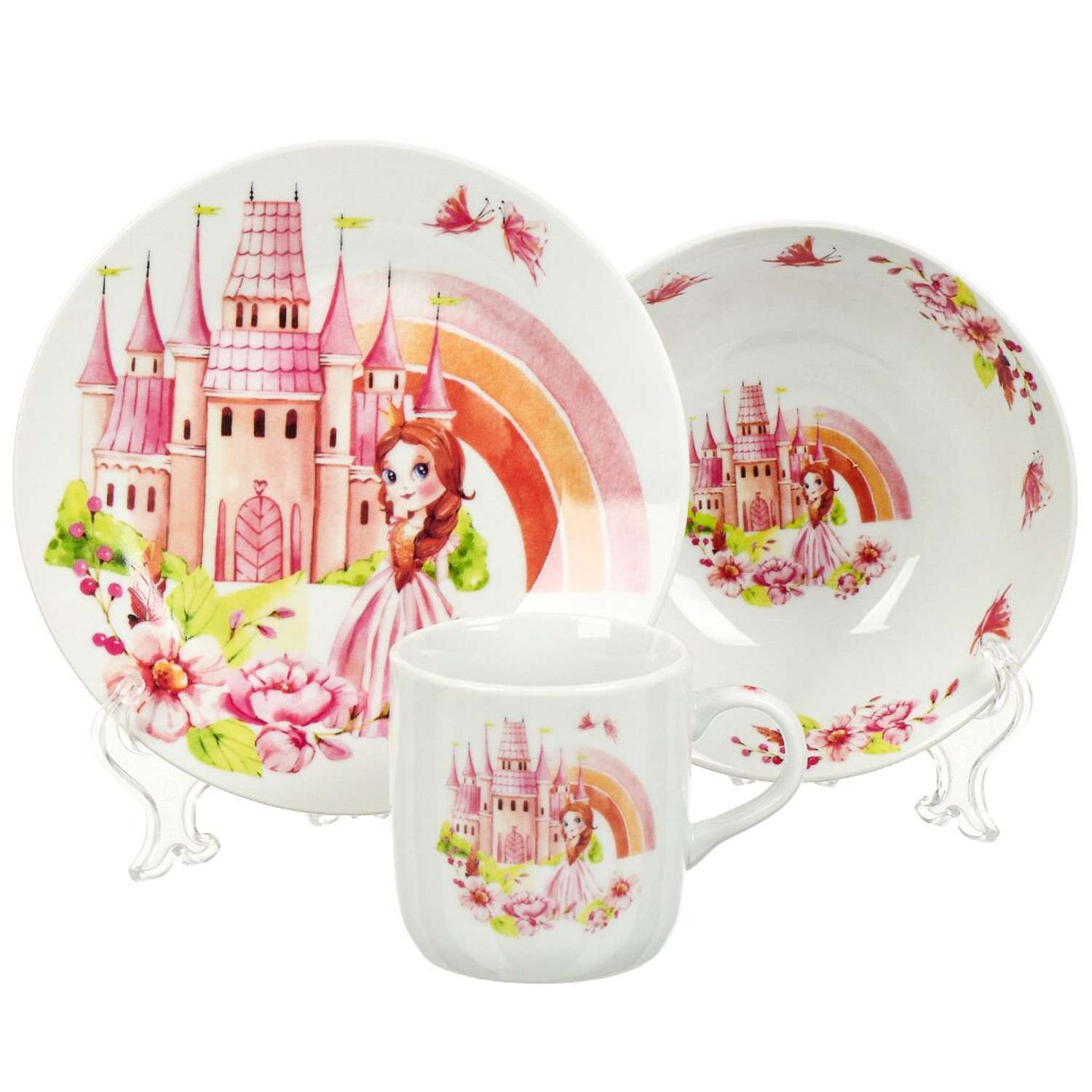 Набор детской посуды Daniks декорированный Замок принцессы 3 предмета керамика - фото 1