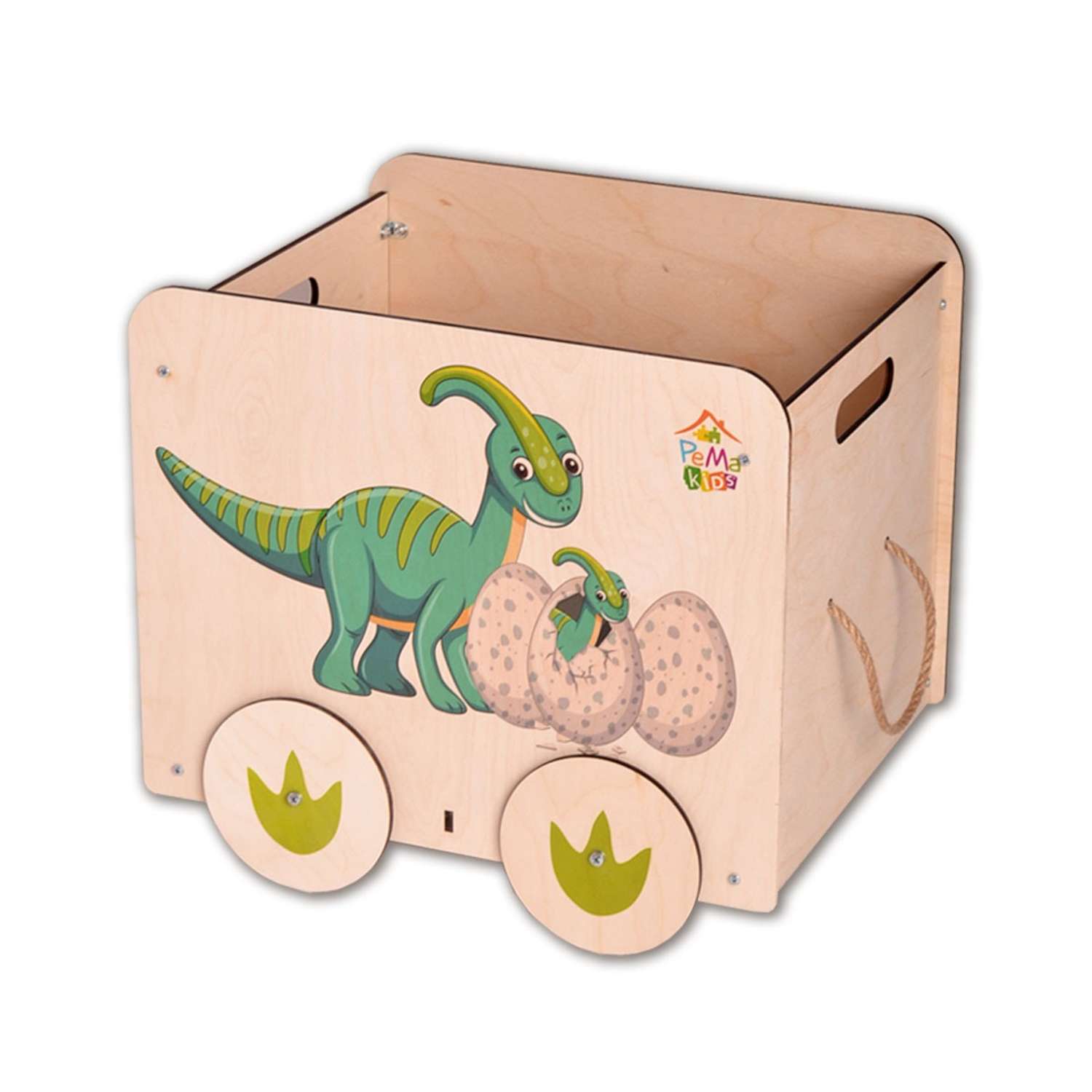 Ящик для игрушек Pema kids фанера Дино Зеленый Малыш 36.5х35х46 см - фото 2