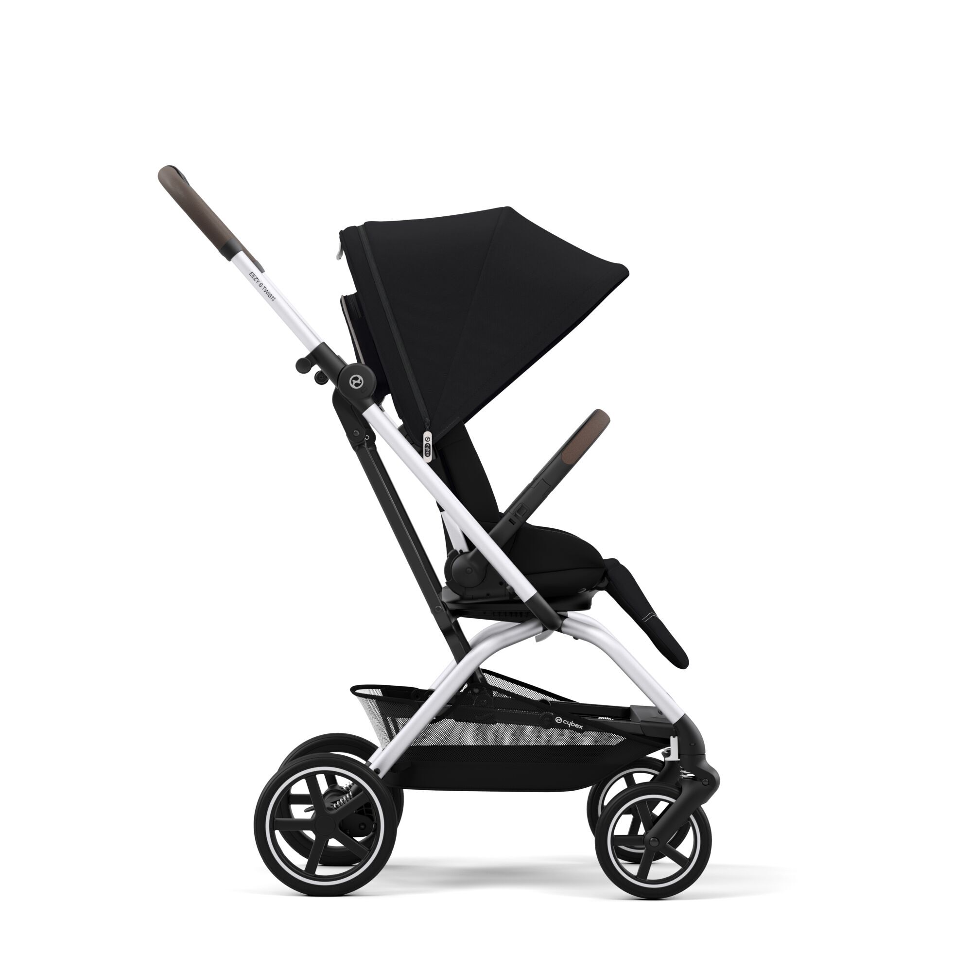 Коляская детская Cybex Eezy S Twist+ 2 SLV Moon Black с дождевиком и бампером - фото 4