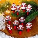 Прищепки Лесная мастерская декор новогодние «Дед Мороз» с блёстками набор 10 штук