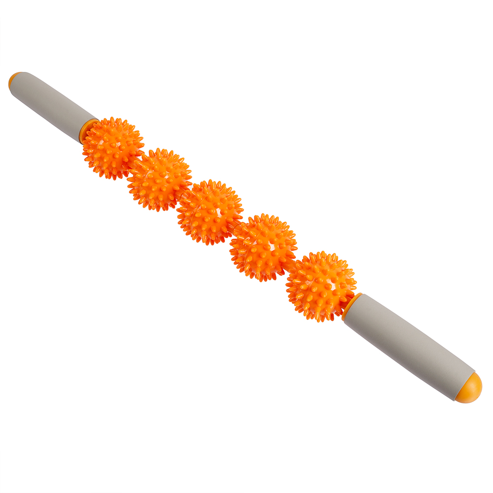 Массажёр ручной механический STRONG BODY МФР 5 массажных мячей на палке оранжевый - фото 2