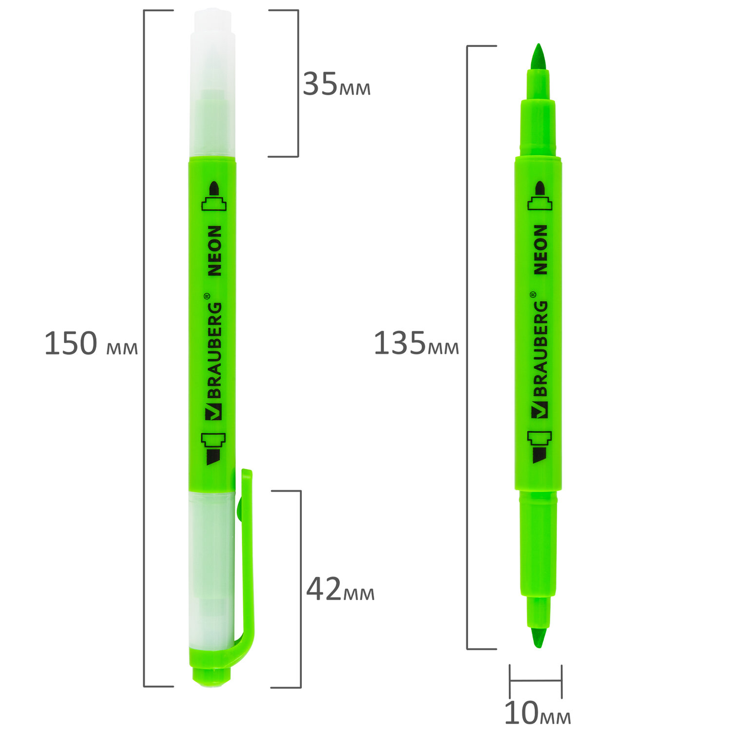 Текстовыделители Brauberg маркеры двухсторонние набор неоновые 6 цветов - фото 15