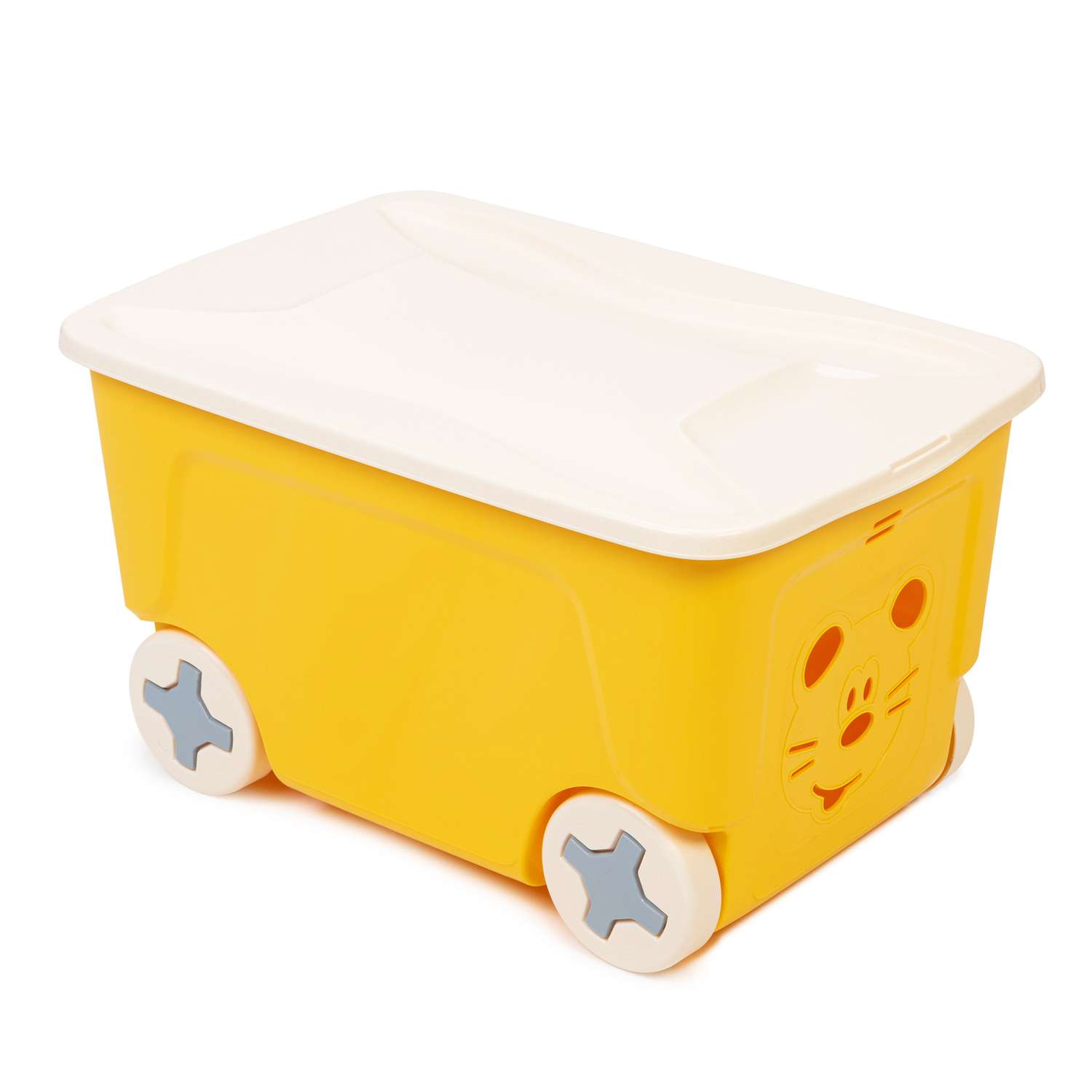 Ящик для игрушек LittleAngel COOL на колесах 50л Желтый - фото 1