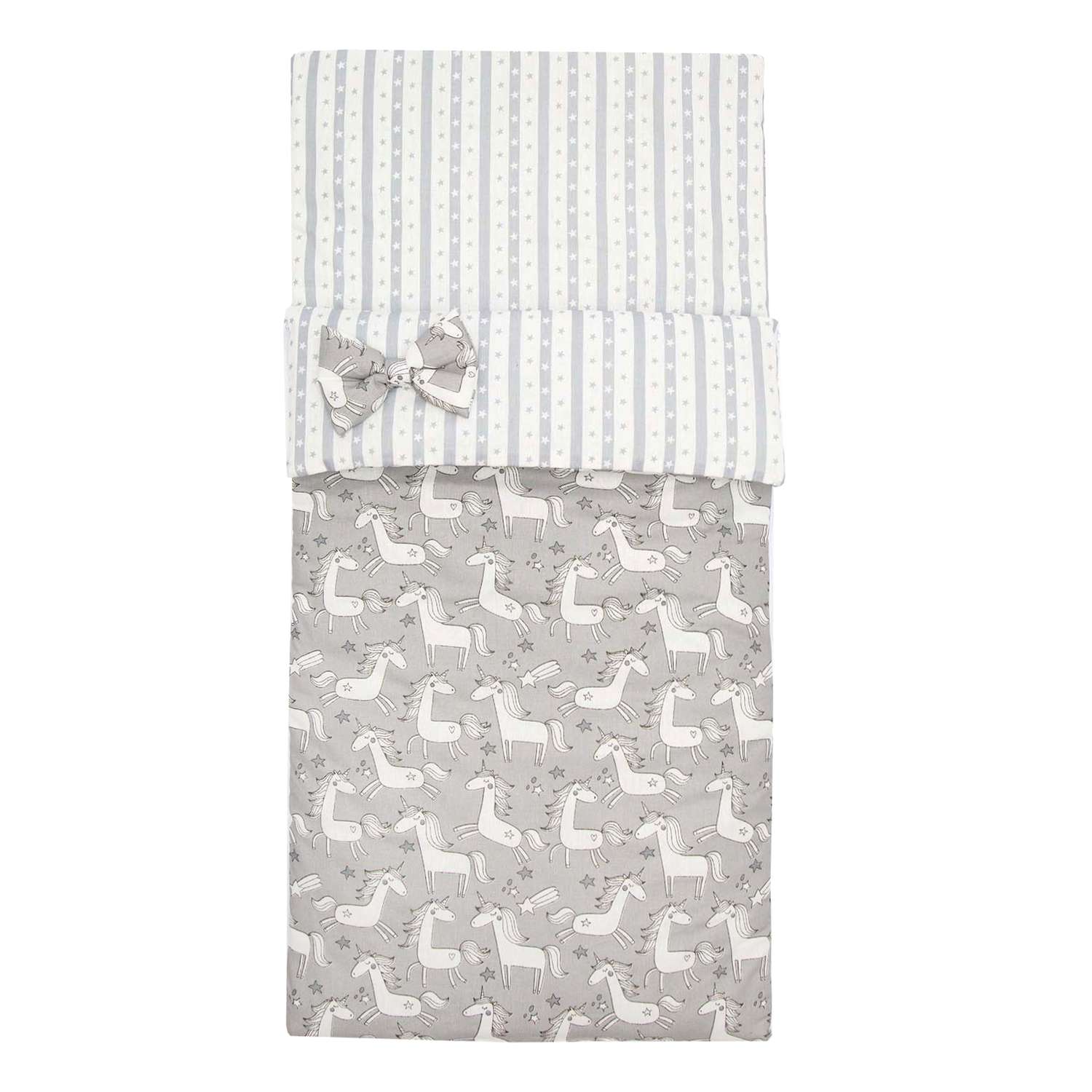 Одеяло-спальный мешок Amarobaby Magic Sleep Сказочные Единорожки Белый-Серый - фото 1