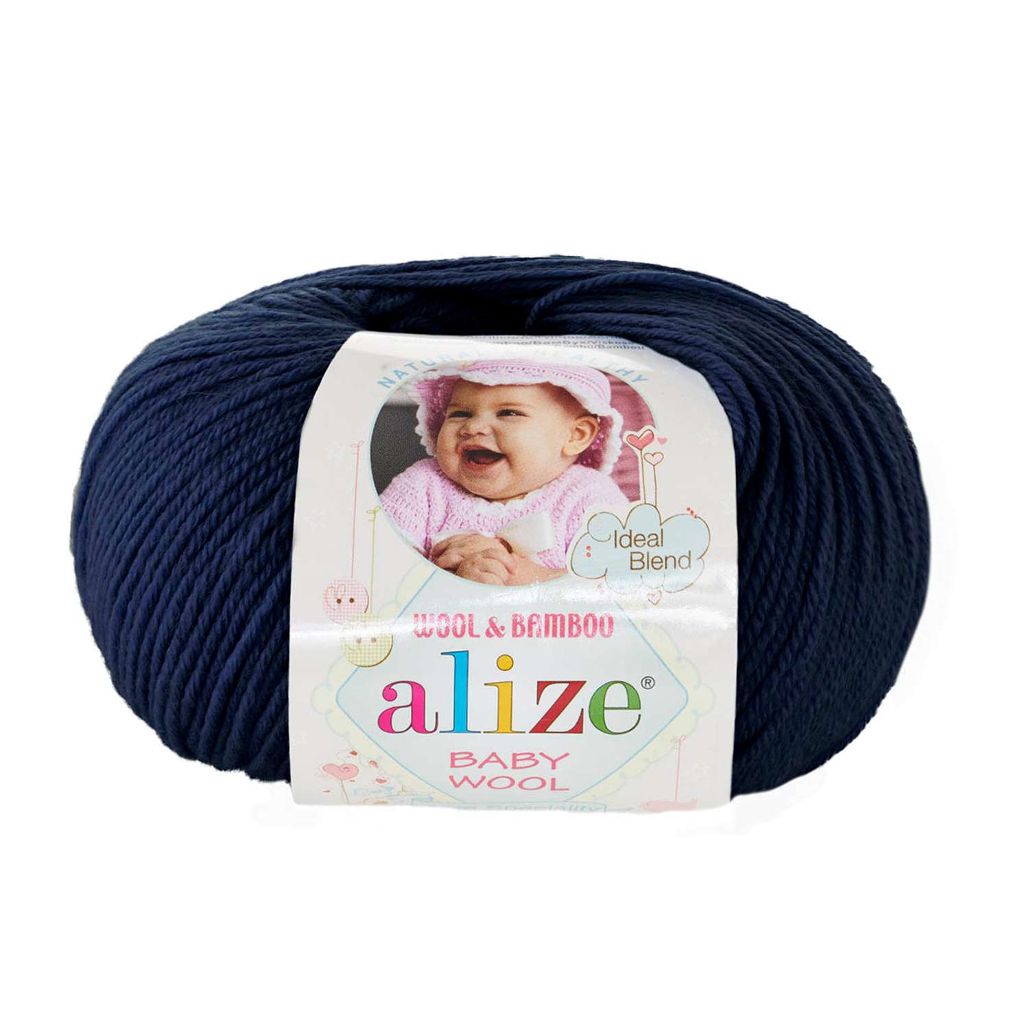 Пряжа для вязания Alize baby wool бамбук шерсть акрил мягкая 50 гр 175 м 58 темно-синий 10 мотков - фото 3