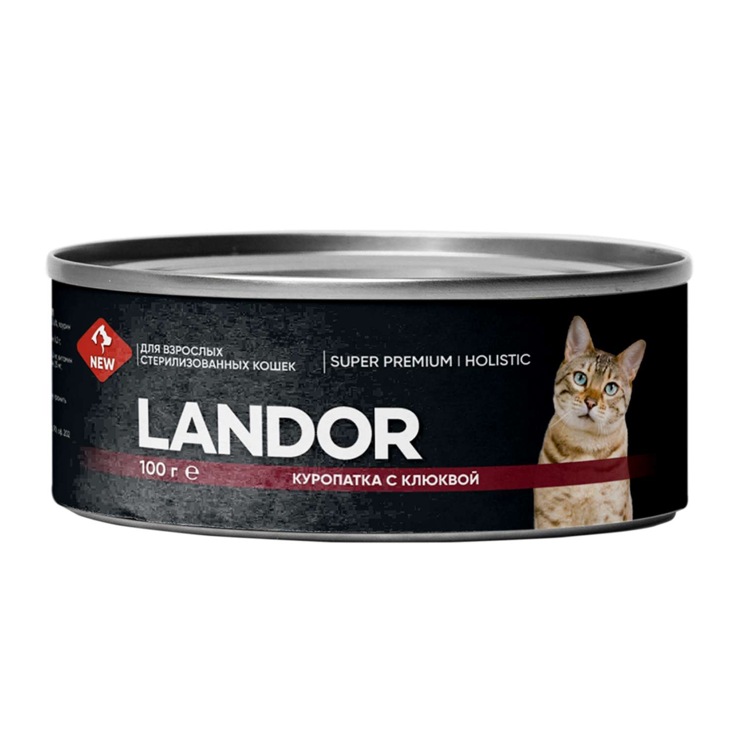 Корм для кошек Landor 0.1кг стерилизованных куропатка с клюквой ж/б - фото 1