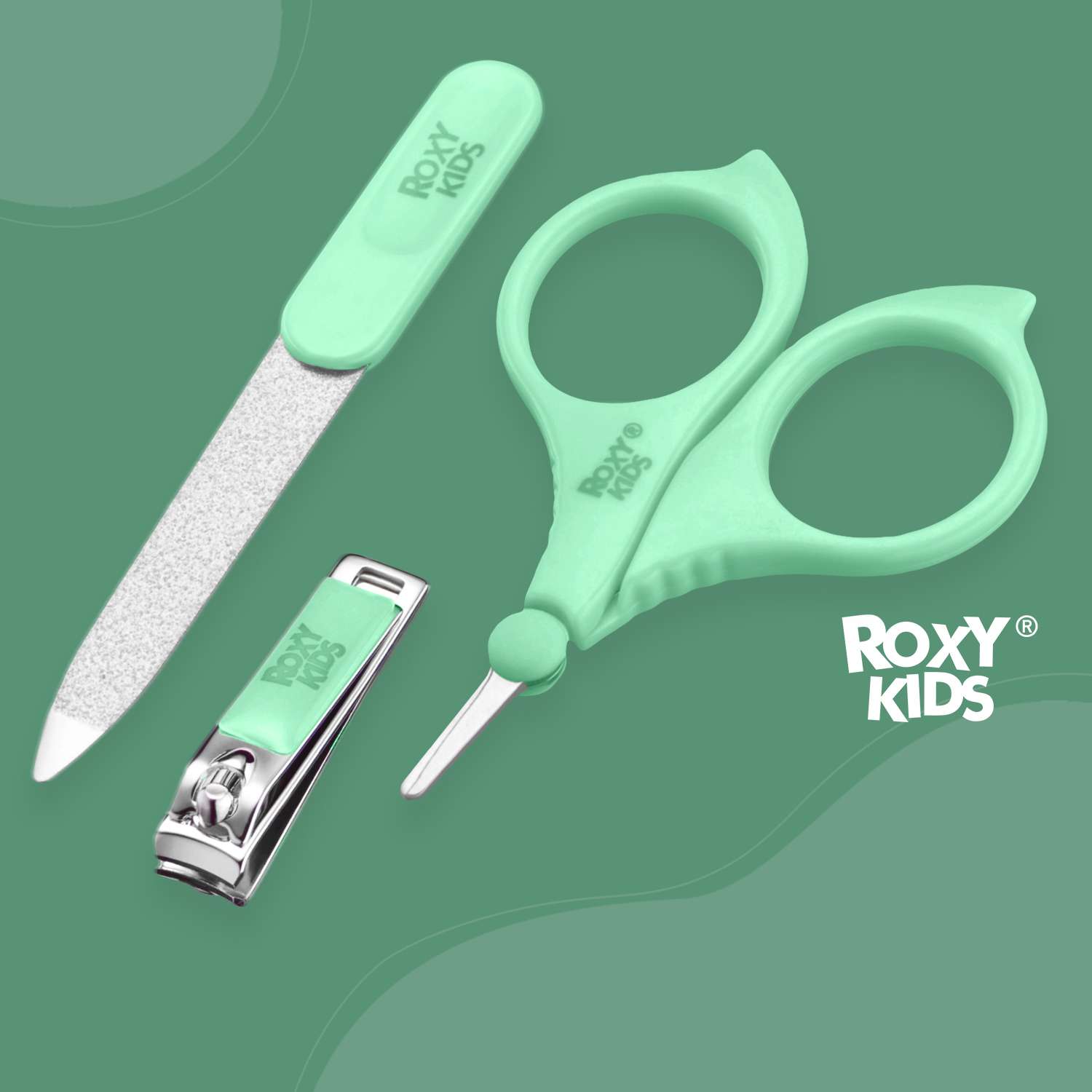 Маникюрный набор ROXY-KIDS детский 3в1 цвет зеленый - фото 1