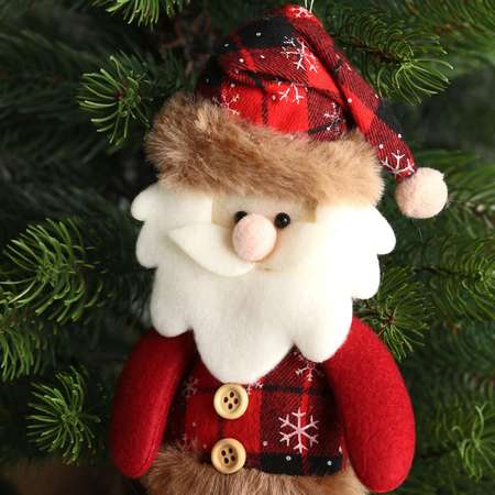 Мягкая игрушка Зимнее волшебство «Дед Мороз в клетку» 8х30 см красный