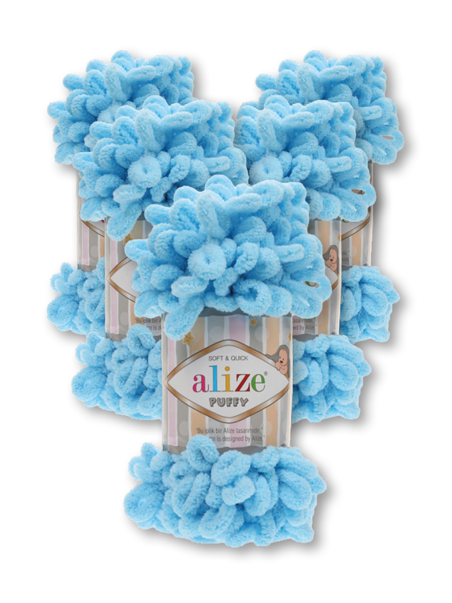Пряжа для вязания Alize puffy 100 г 9 м микрополиэстер фантазийная плюшевая 5 мотков - фото 3