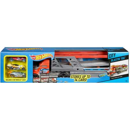 Набор игровой Hot Wheels Грузовик-пуской набор Заряди и стрельни с хранилищем для машинок CDJ19