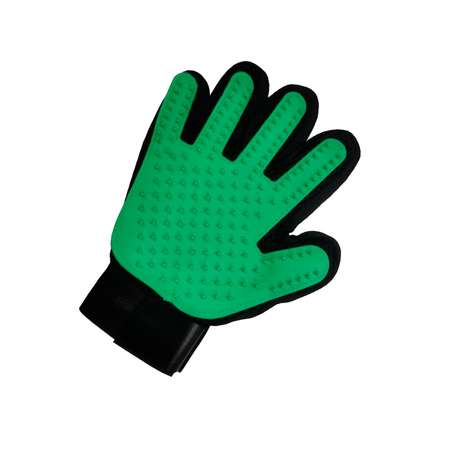 Перчатка для груминга Stefan массажная для вычесывания шерсти животных зеленая 23х17см