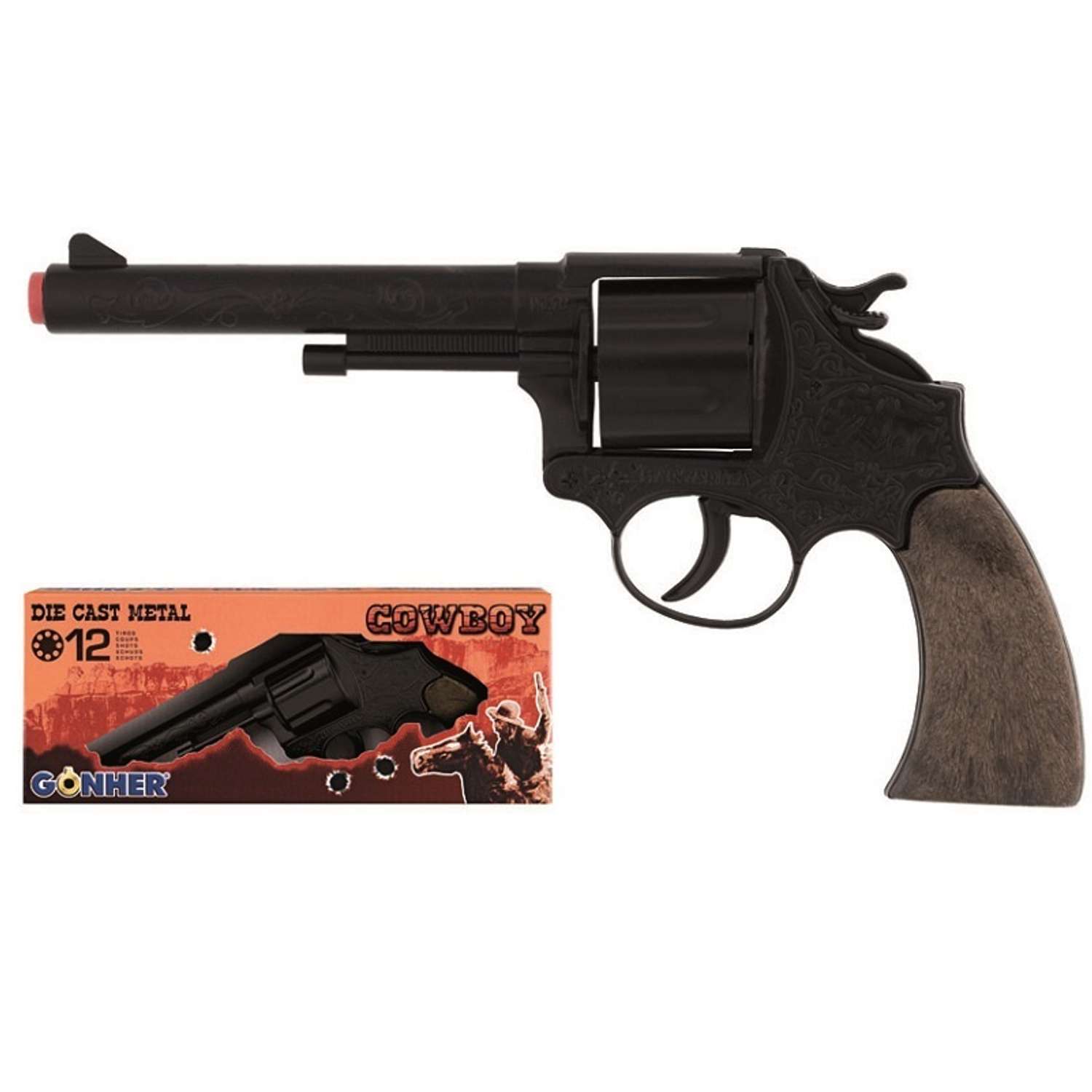 Револьвер ковбоя Gonher черный 25 см - фото 1