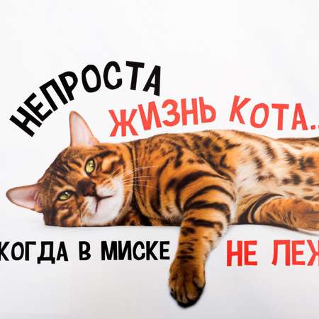 Коврик под миску Пушистое счастье «Не проста жизнь кота» 43х28 см