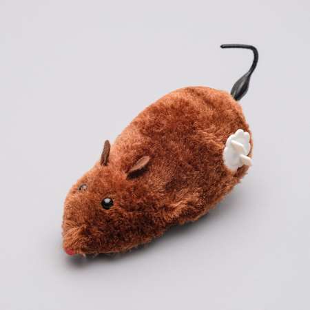 Мышь заводная Пижон меховая 12 см коричневая