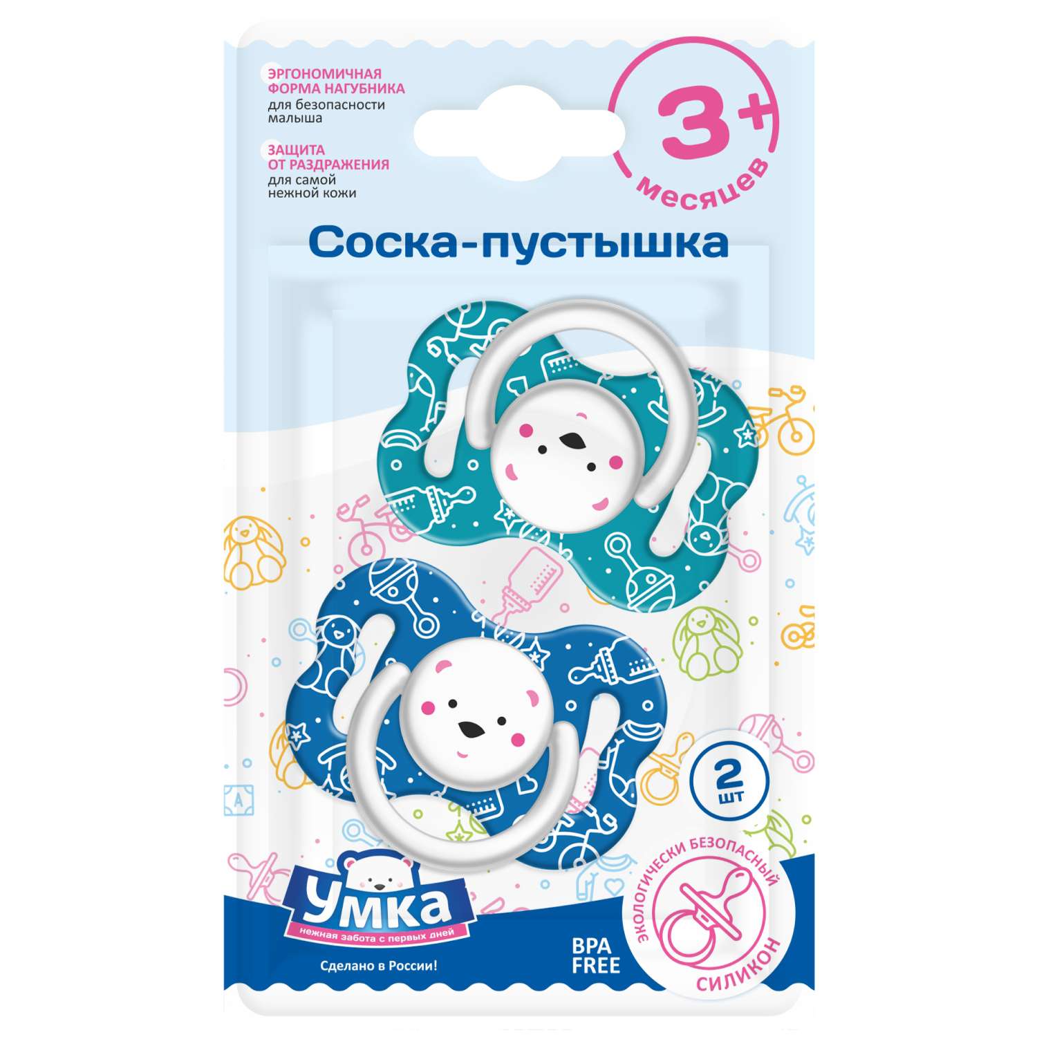 Пустышка Умкa анатомическая от 3 мес. 2 шт. - фото 1