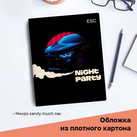 Тетрадь BG 96л А5 клетка Night party микро sandy-touch лак