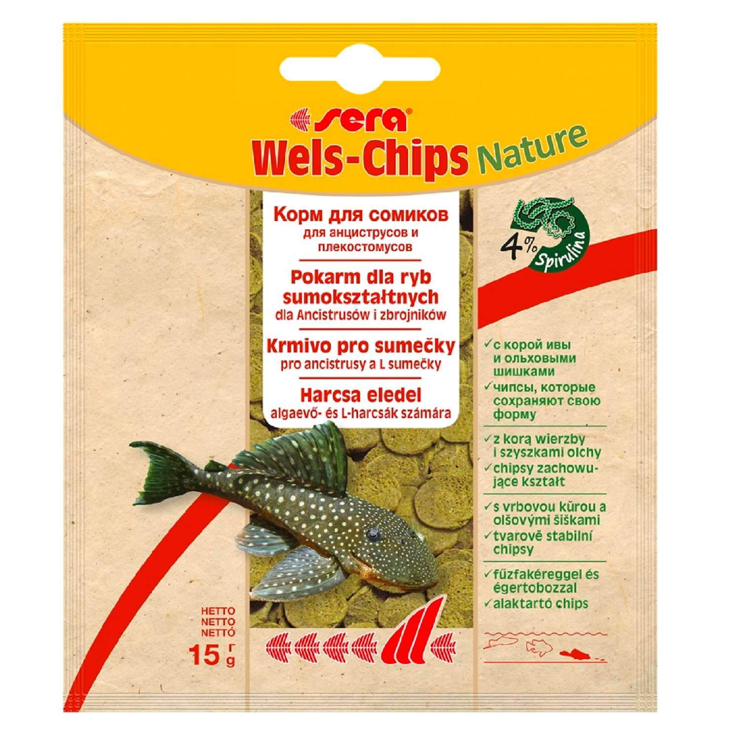 Корм для сомов Sera Wels Chips Nature 15г - фото 1