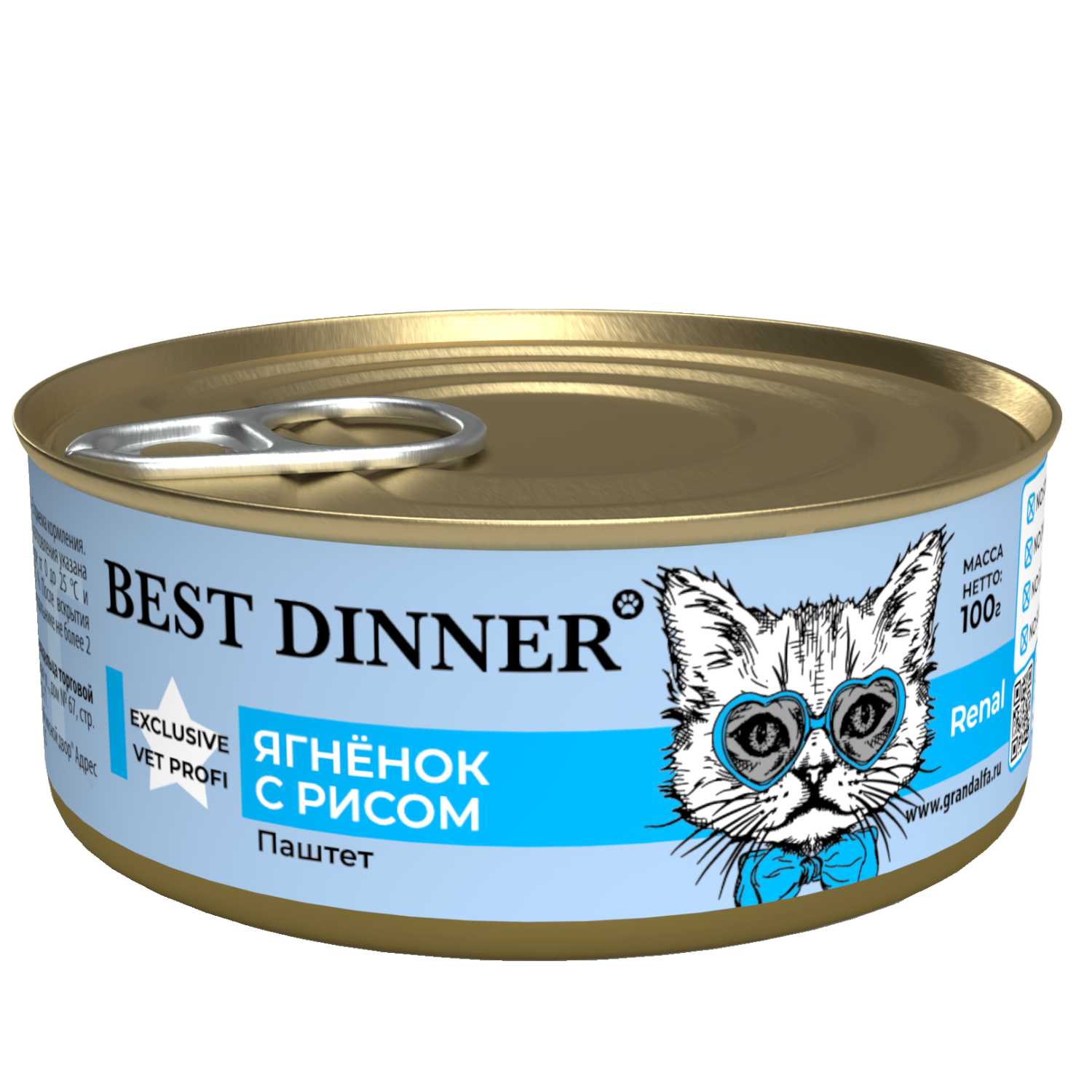 Влажный корм для кошек Best Dinner 0.1 кг ягненок (при заболеваниях почек, лечебный) - фото 1