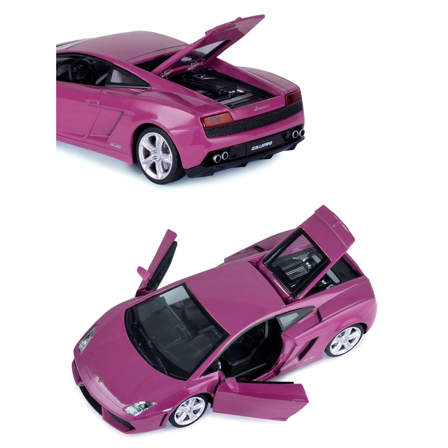 Машинка металлическая АВТОпанорама 1:24 Lamborghini Gallardo розовый свободный ход колес JB1251383 - фото 8