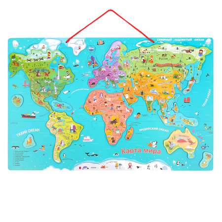 Магнитный пазл TOPBRIGHT географическая деревянная Карта Мира