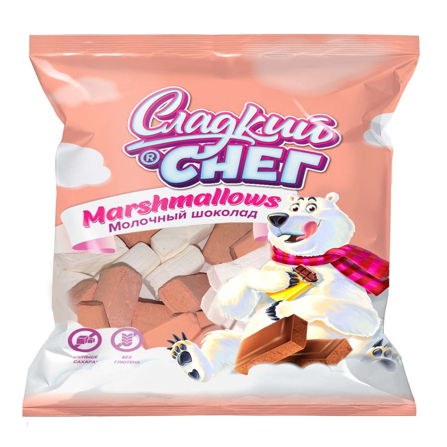 Конфеты неглазированные Сладкий снег Marshmallows со вкусом молочного шоколада 5 шт по 70 г - фото 1