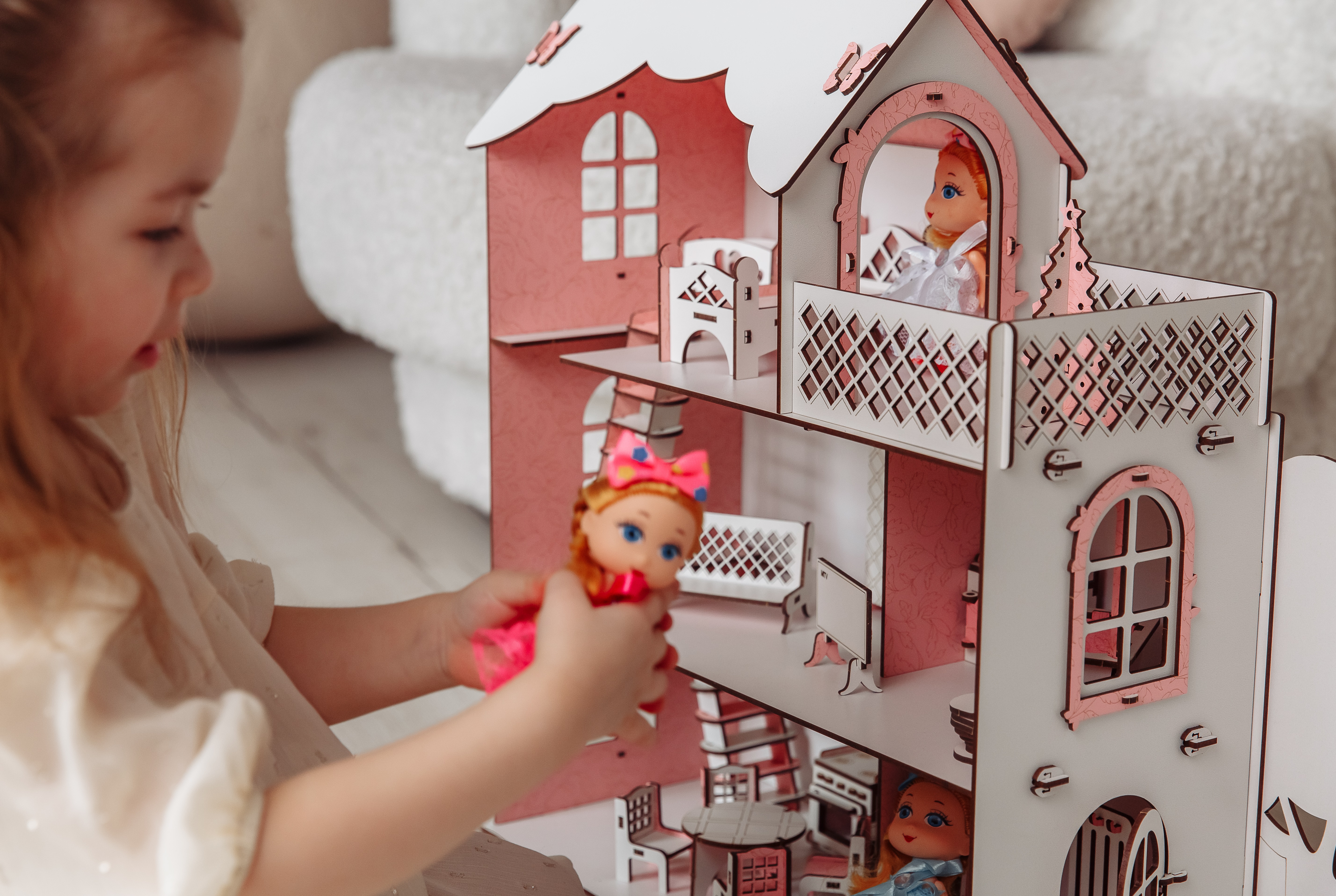 Кукольный дом с мебелью EcoBabyk Розовый PC1 PC1 - фото 8