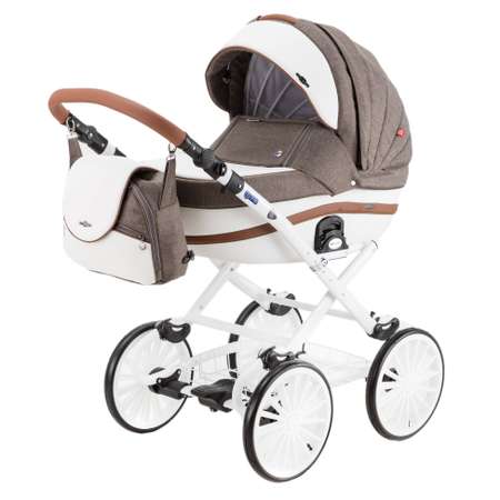 Коляска 3в1 BeBe-mobile Ines Standart R4 Шоколадный+Белая кожа+Шоколадная кожаная отделка