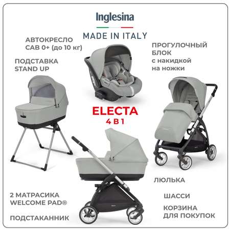 Коляска 3 в 1 INGLESINA Electa System Quattro Цвет Greenwich Silver