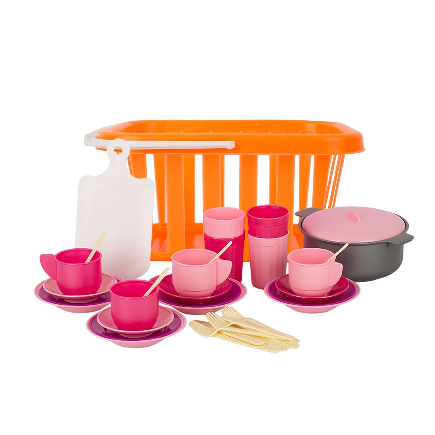 Игровой набор Стром Кухонный Пикник в корзинке 39 предметов Оранжевый - фото 1