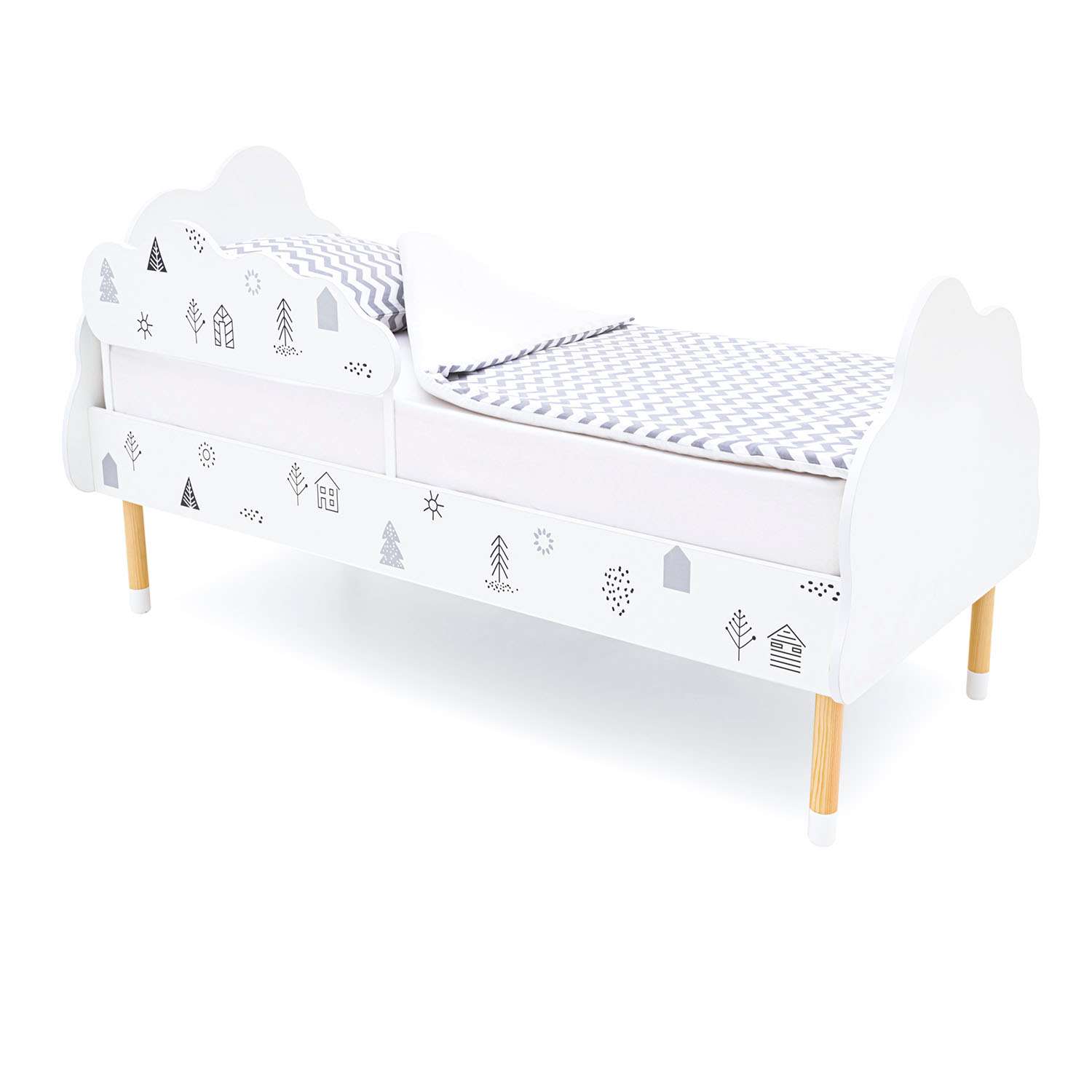 Кровать детская Бельмарко Stumpa Облако Домики Черно-Белый - фото 1