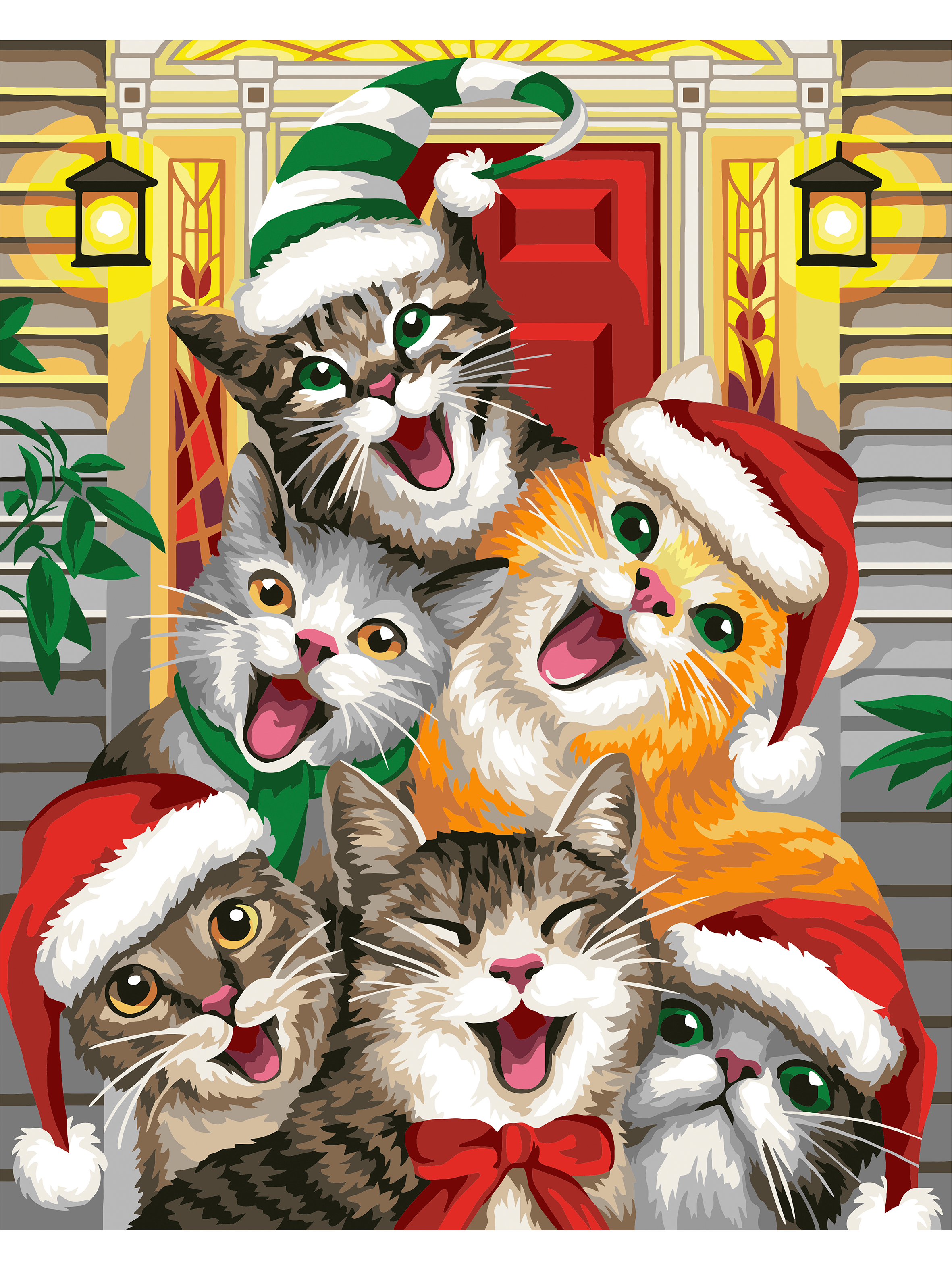 Картина по номерам Hobby Paint Рождественские коты холст на подрамнике 40х50 см - фото 2