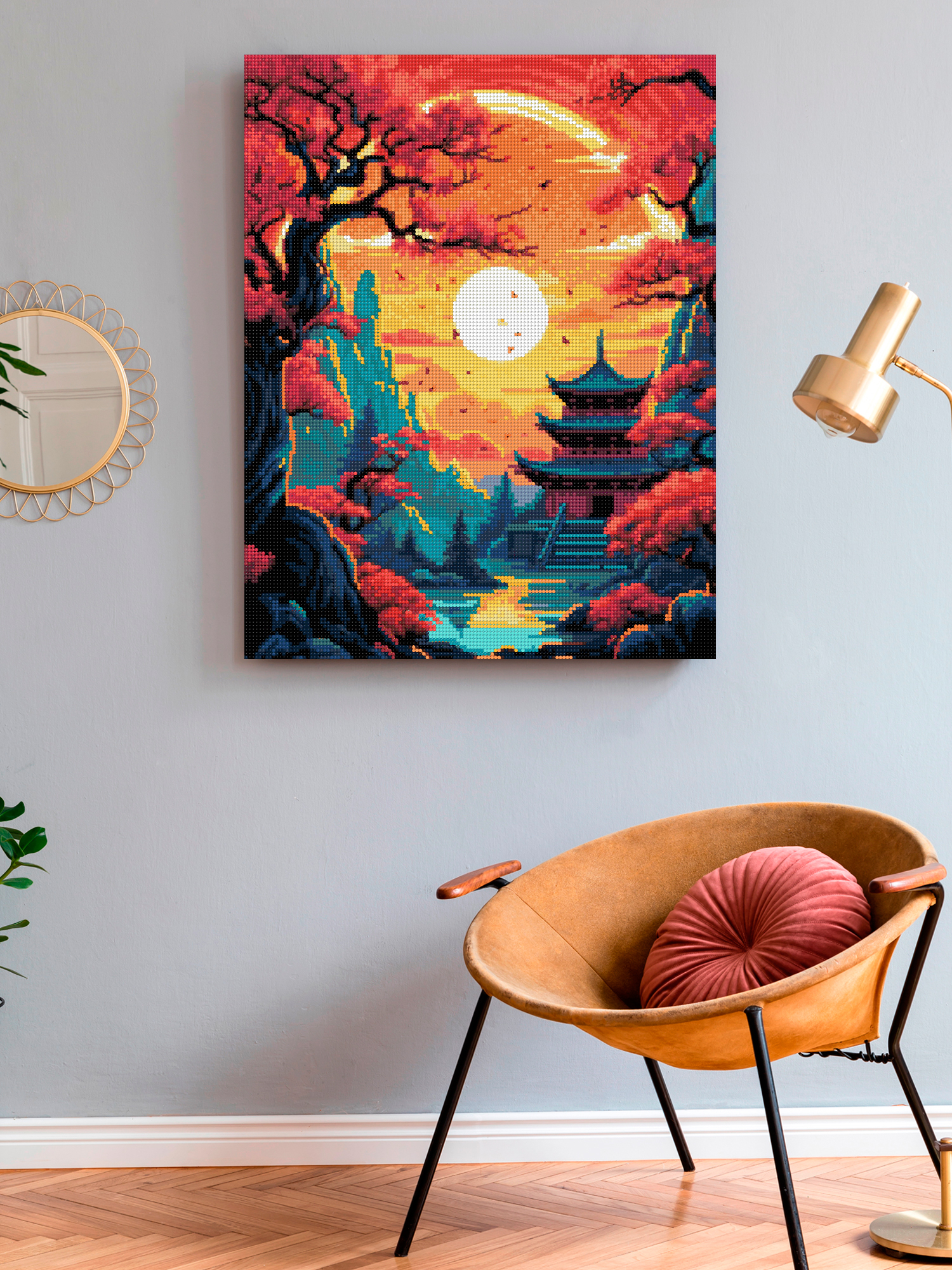 Алмазная мозаика Art on Canvas холст на подрамнике 40х50 см Багряный закат - фото 3