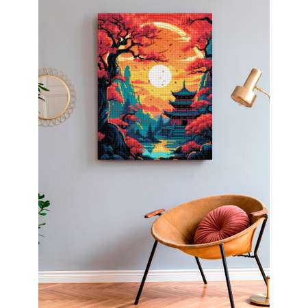 Алмазная мозаика Art on Canvas холст на подрамнике 40х50 см Багряный закат