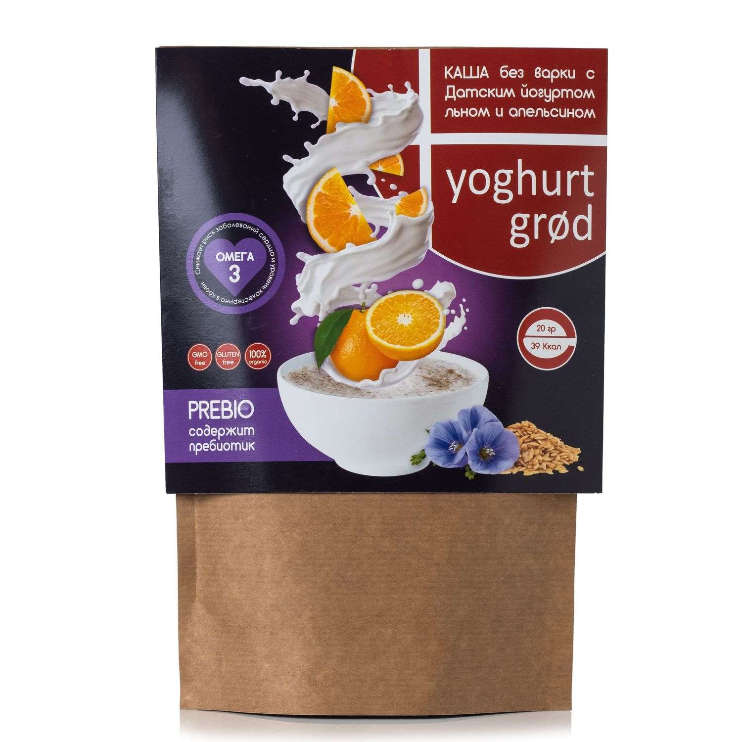 Каша Сиб-КруК Yoghurt grod льняная йогуртовая с цукатами апельсина 300гр - фото 1