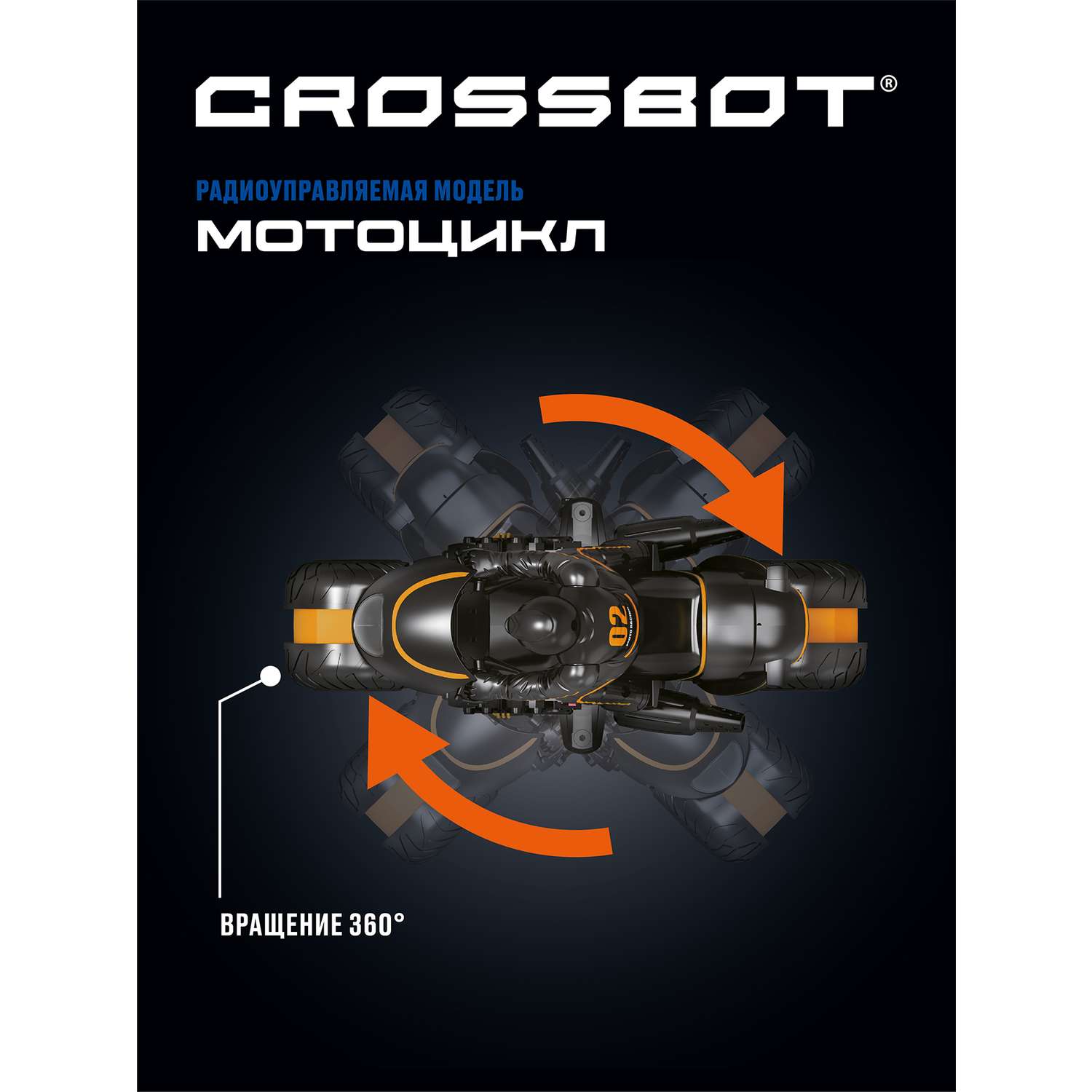 Машина на пульте управления CROSSBOT мотоцикл. Разворот колес. Движение боком - фото 3