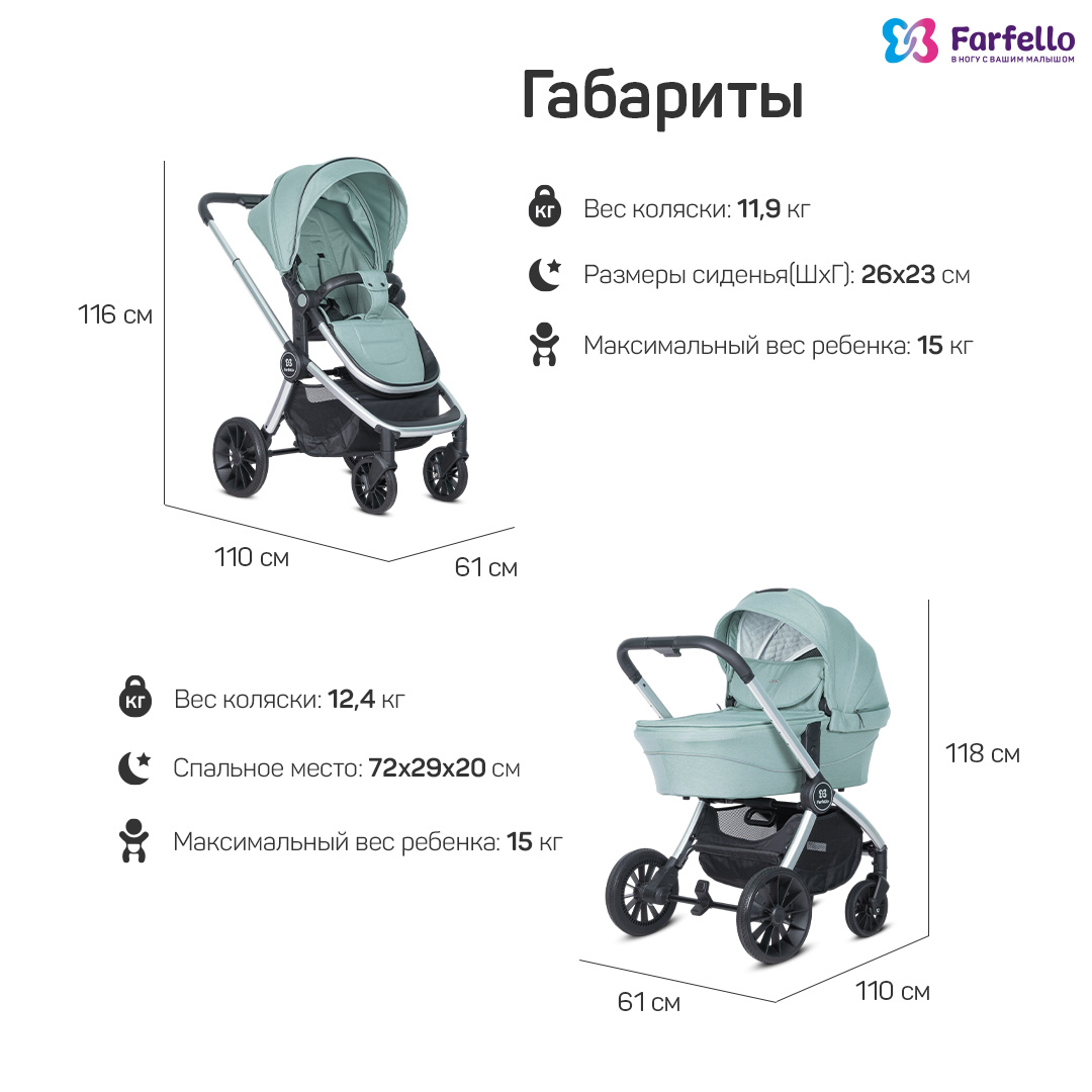 Модульная коляска 3 в 1 Farfello Baby shell - фото 12