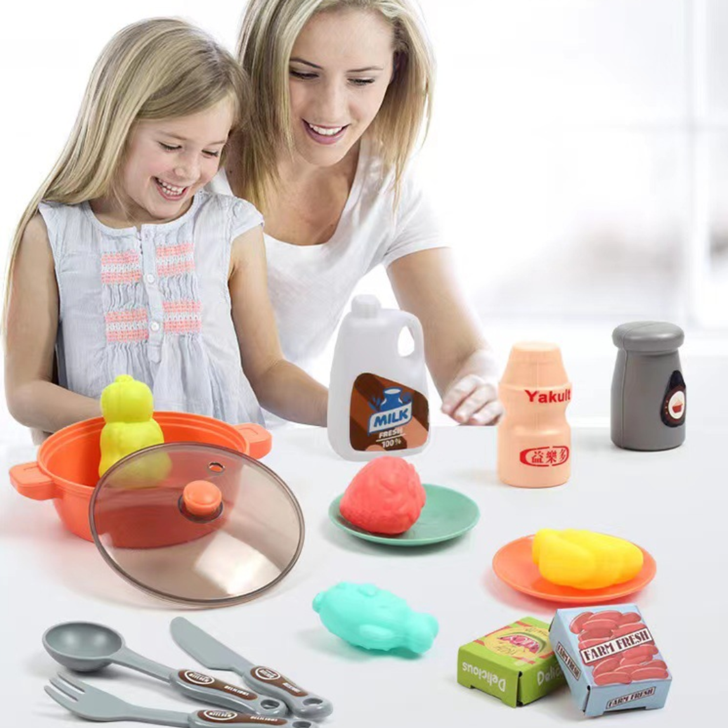 Интерактивная детская кухня SHARKTOYS со светом паром звуками посудой продуктами 21 предмет - фото 10