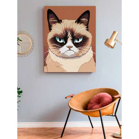 Алмазная мозаика Art on Canvas холст на деревянном подрамнике 40х50 см Сердитый кот