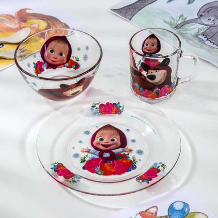 Набор детской посуды Маша и медведь Малина кружка салатник тарелка