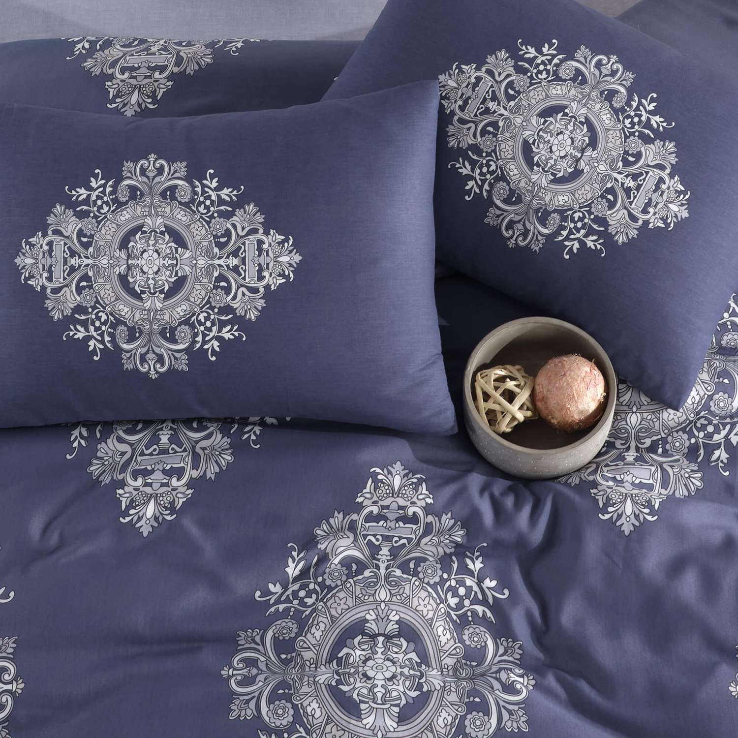 Комплект постельного белья ATLASPLUS размер Евро ранфорс хлопок Damask-Grii - фото 4