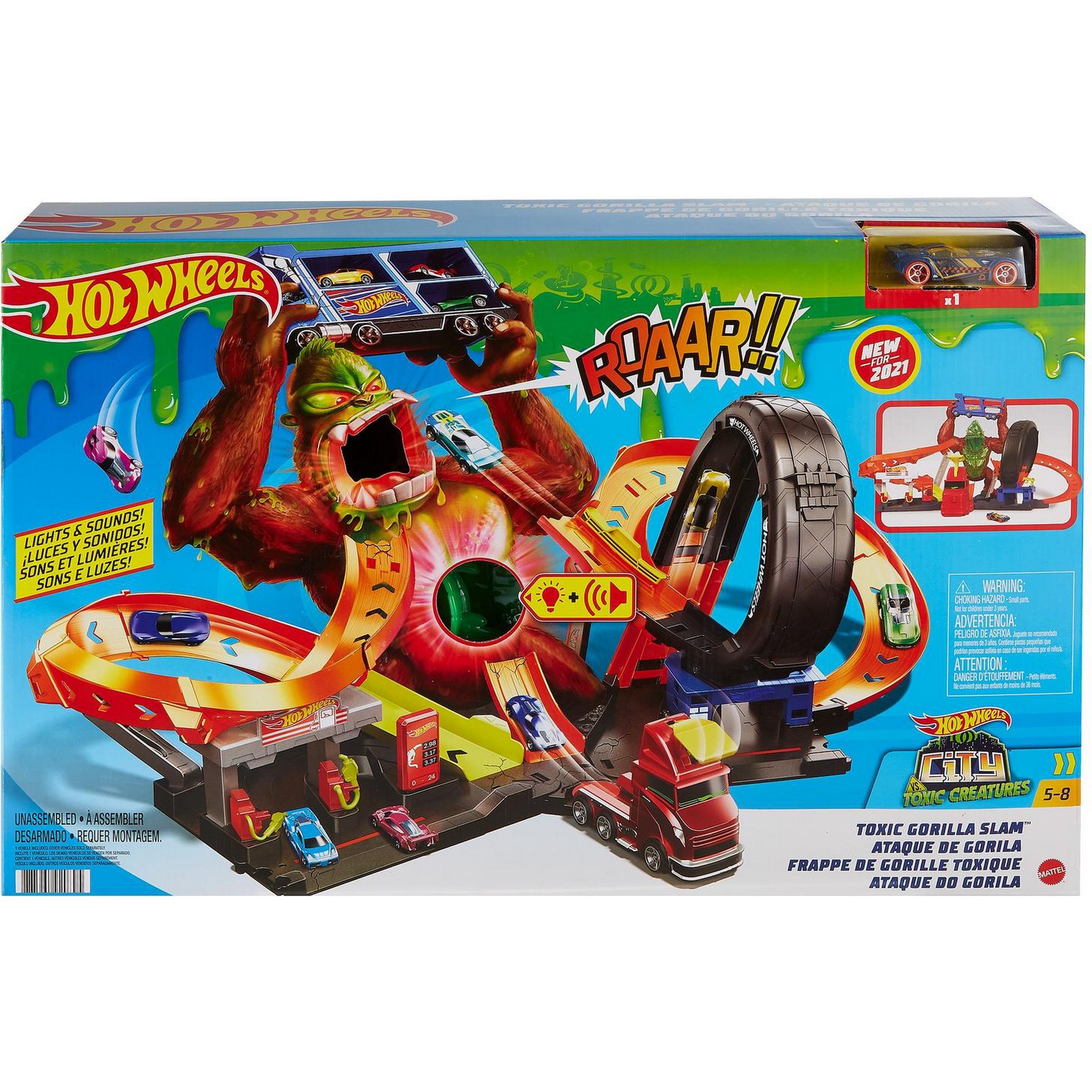 Набор игровой Hot Wheels Сити Автотрек Атака бешеной гориллы с машинкой  GTT94