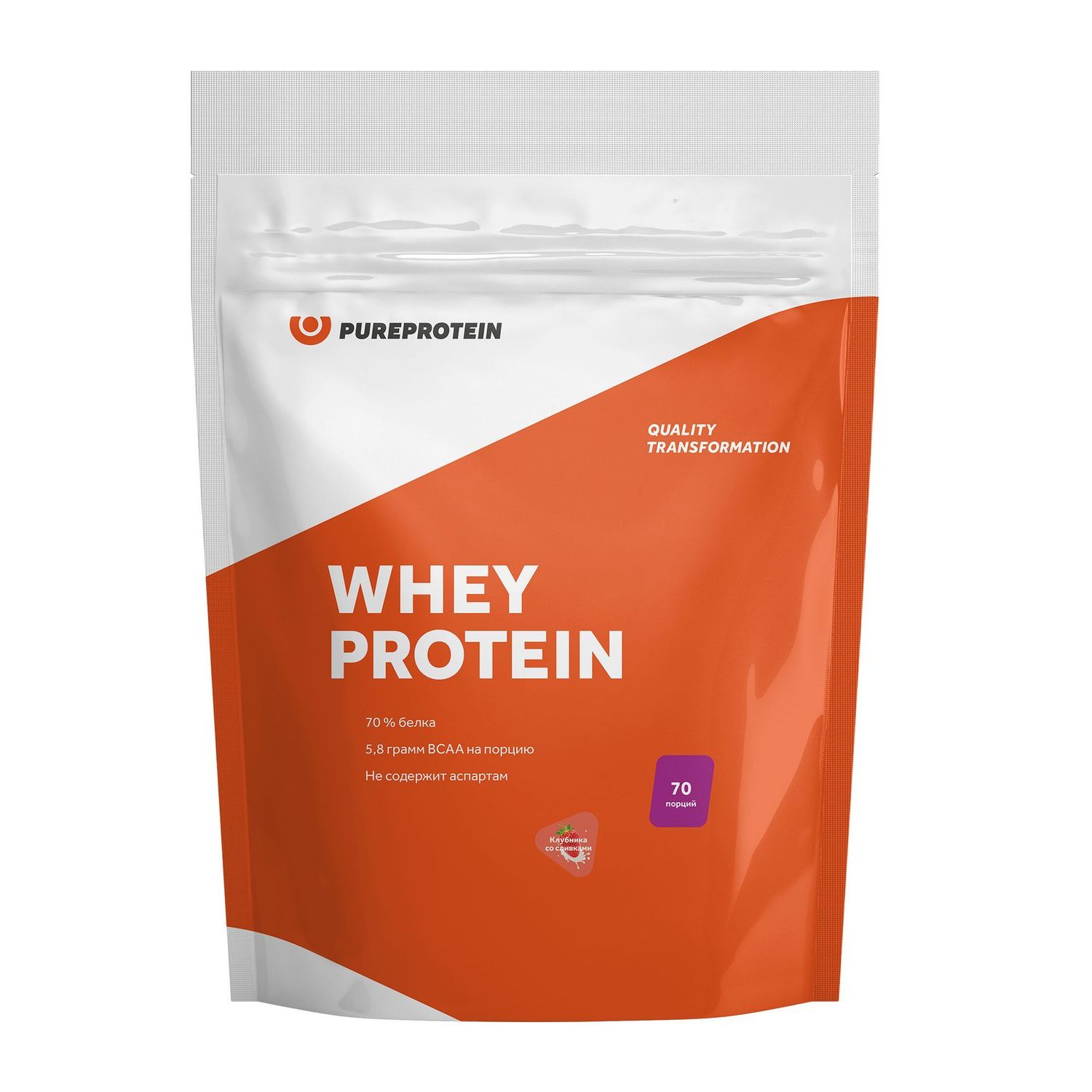 Специализированный пищевой продукт PUREPROTEIN Протеин сывороточный клубника со сливками 2100г - фото 1